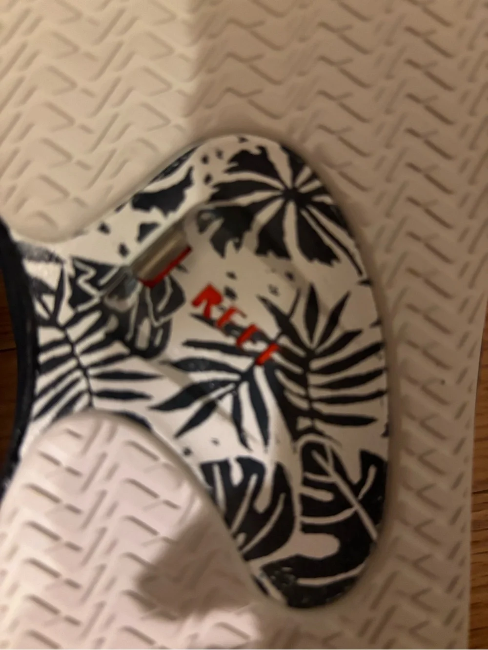 Reef Navy Flip Flops with Orange Logo Accents - Picture 3 of 3